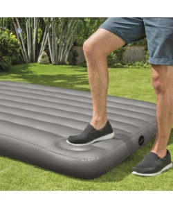MATERASSO AD UNA PIAZZA E MEZZA GONFIABILE INTEX "AIRBED DURA-BEAM STANDARD DOWNY" COLORE VERDE SCURO CON POMPA A PEDALE, 137X191X25 CM - COD. 64762
